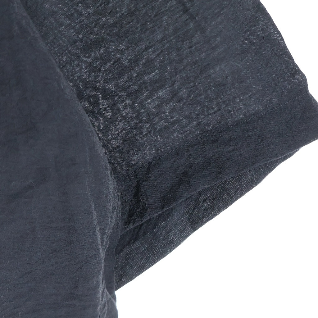 Y-3(ワイスリー) PLACED GRAPHIC SHORT SLEEVE LONG SHIRT プレースト グラフィック オープンカラー ロング 半袖シャツ ブラック KR0169