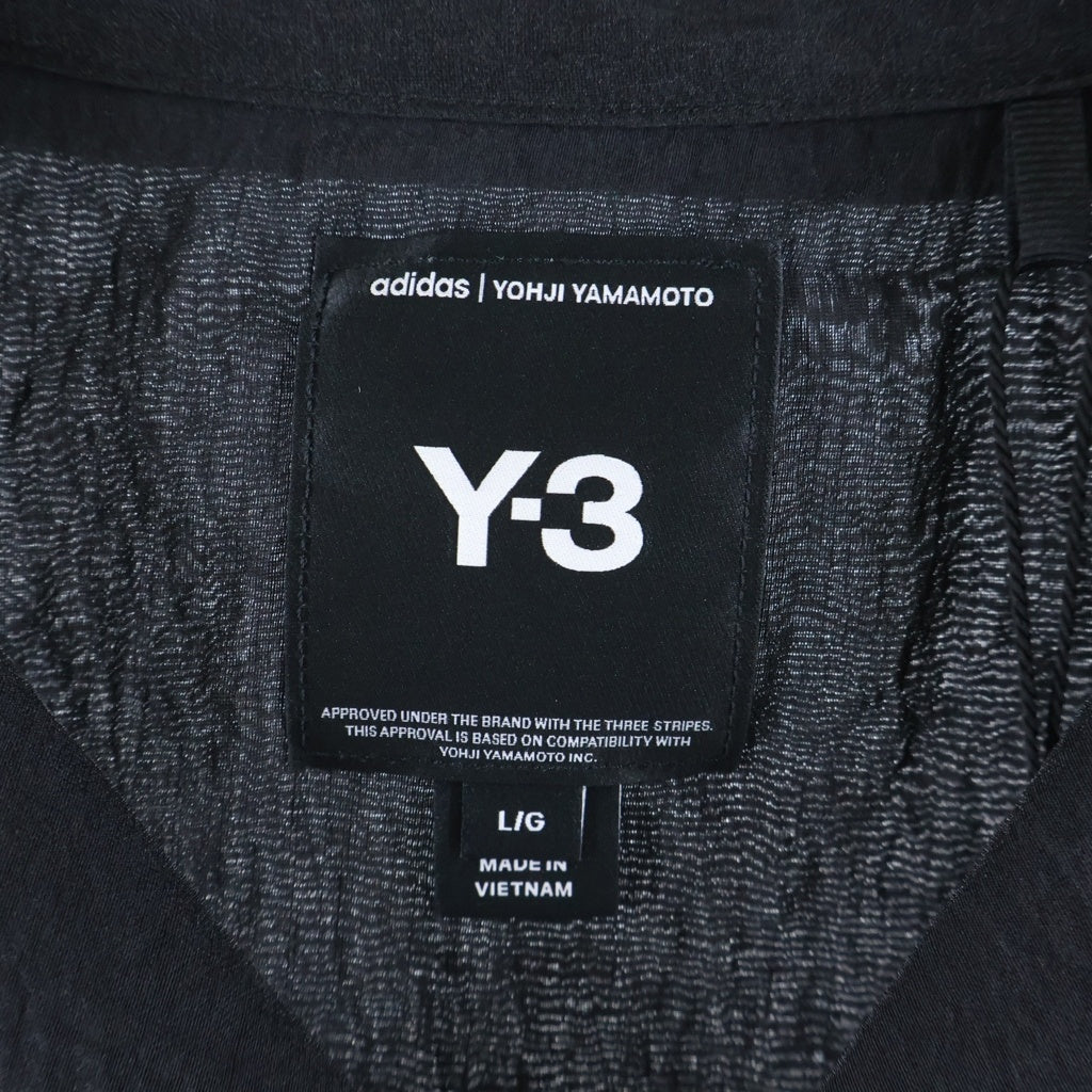 Y-3(ワイスリー) PLACED GRAPHIC SHORT SLEEVE LONG SHIRT プレースト グラフィック オープンカラー ロング 半袖シャツ ブラック KR0169