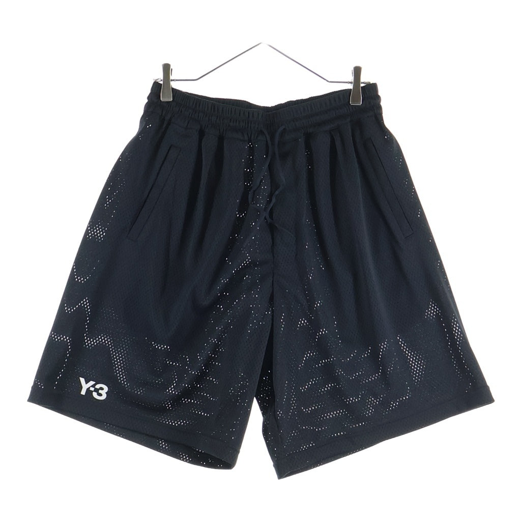 Y-3(ワイスリー) US MESH SHORTS ロゴデザイン ドローストリング メッシュ ショートパンツ ブラック KF1083
