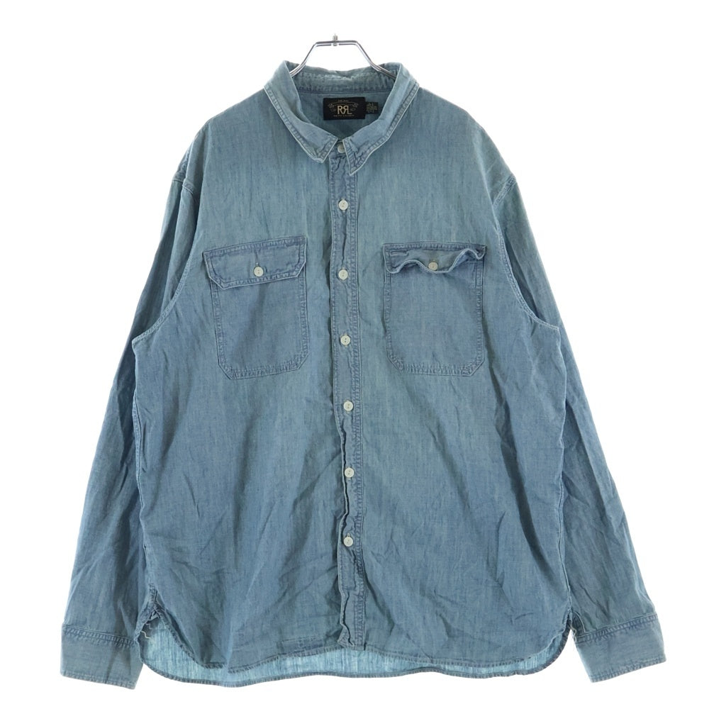 RRL(ダブルアールエル) 胸ポケットデザイン 長袖デニムシャツ インディゴ