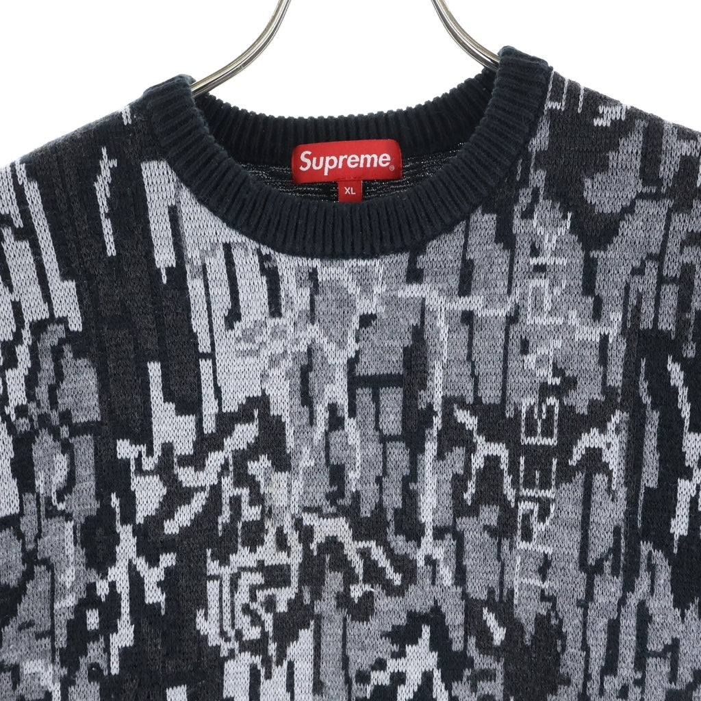 SUPREME(シュプリーム) 22AW Trebark Camo Sweater ツリーバーク カモ柄 クルーネック ニット セーター グレー
