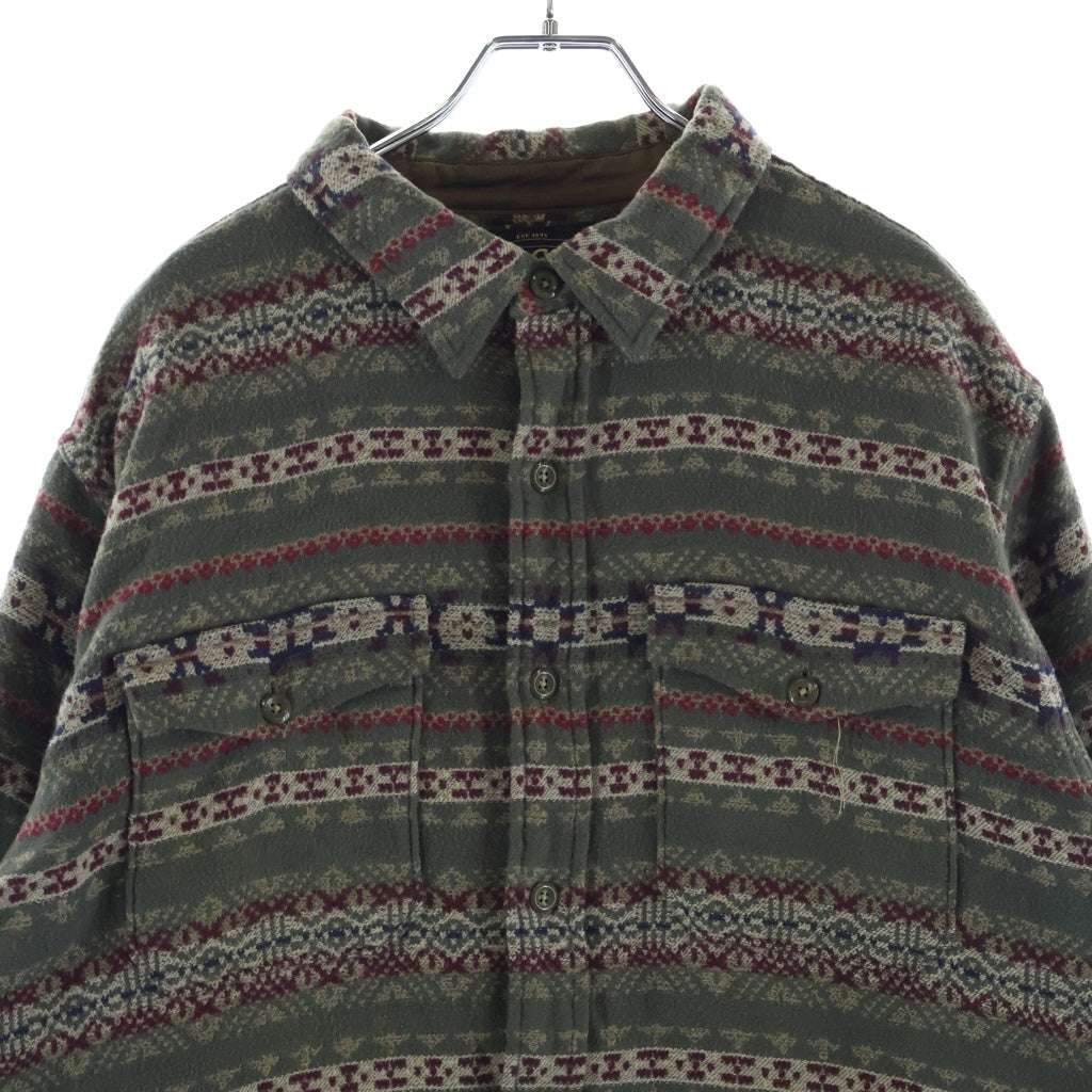 RRL(ダブルアールエル) 胸ポケットデザイン ネイティブ柄 長袖シャツ ブラウン
