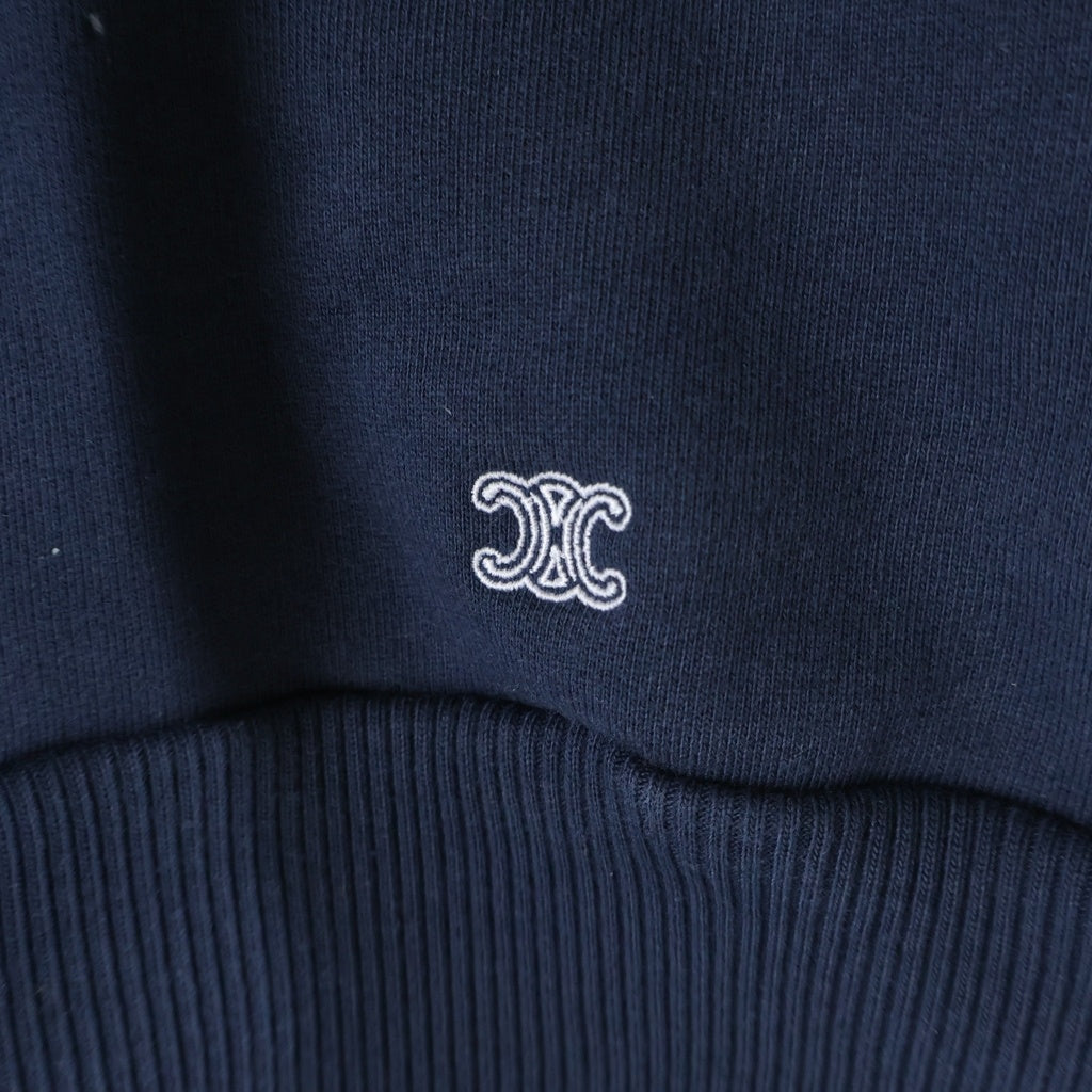 CELINE(セリーヌ) CROPPED HOODIE クロップド丈 トリンオフ柄 フーデッド スウェット パーカー ネイビー RY0OL1233.07OW