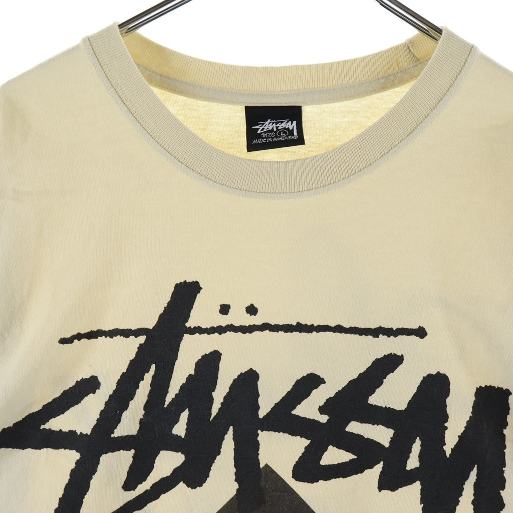 STUSSY(ステューシー) ×DOVER STREET MARKET GINZA TEE ドーバーストリートマーケット ギンザ ロゴデザイン クルーネック カットソー 長袖Tシャツ ベージュ