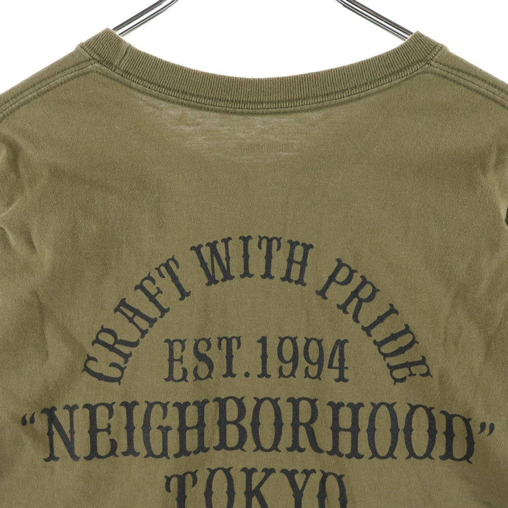 NEIGHBORHOOD(ネイバーフッド) ロゴデザイン クルーネック カットソー 長袖Tシャツ カーキ
