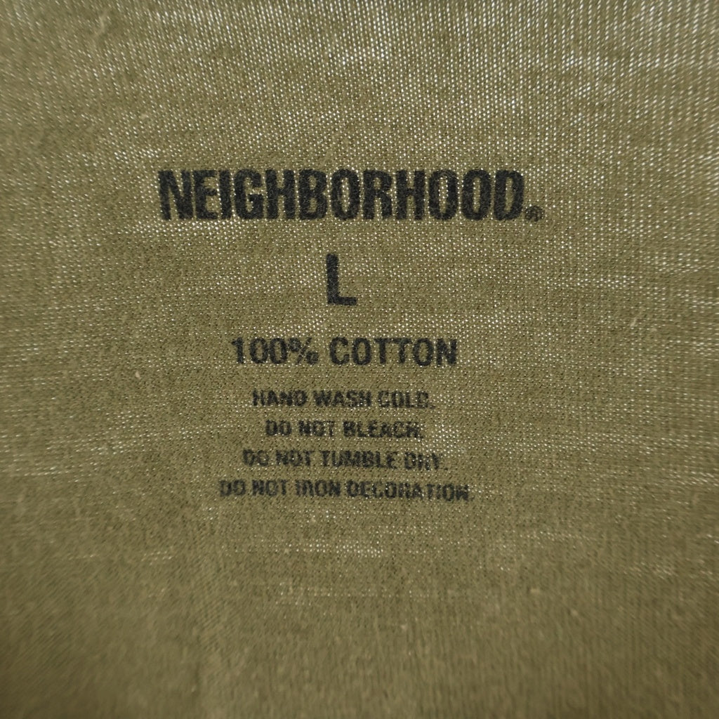 NEIGHBORHOOD(ネイバーフッド) ロゴデザイン クルーネック カットソー 長袖Tシャツ カーキ