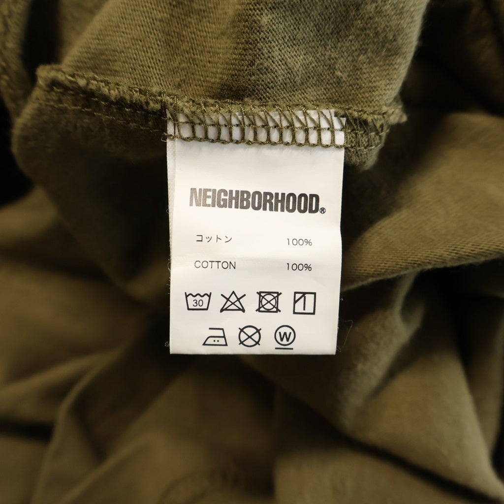 NEIGHBORHOOD(ネイバーフッド) ロゴデザイン クルーネック カットソー 長袖Tシャツ カーキ