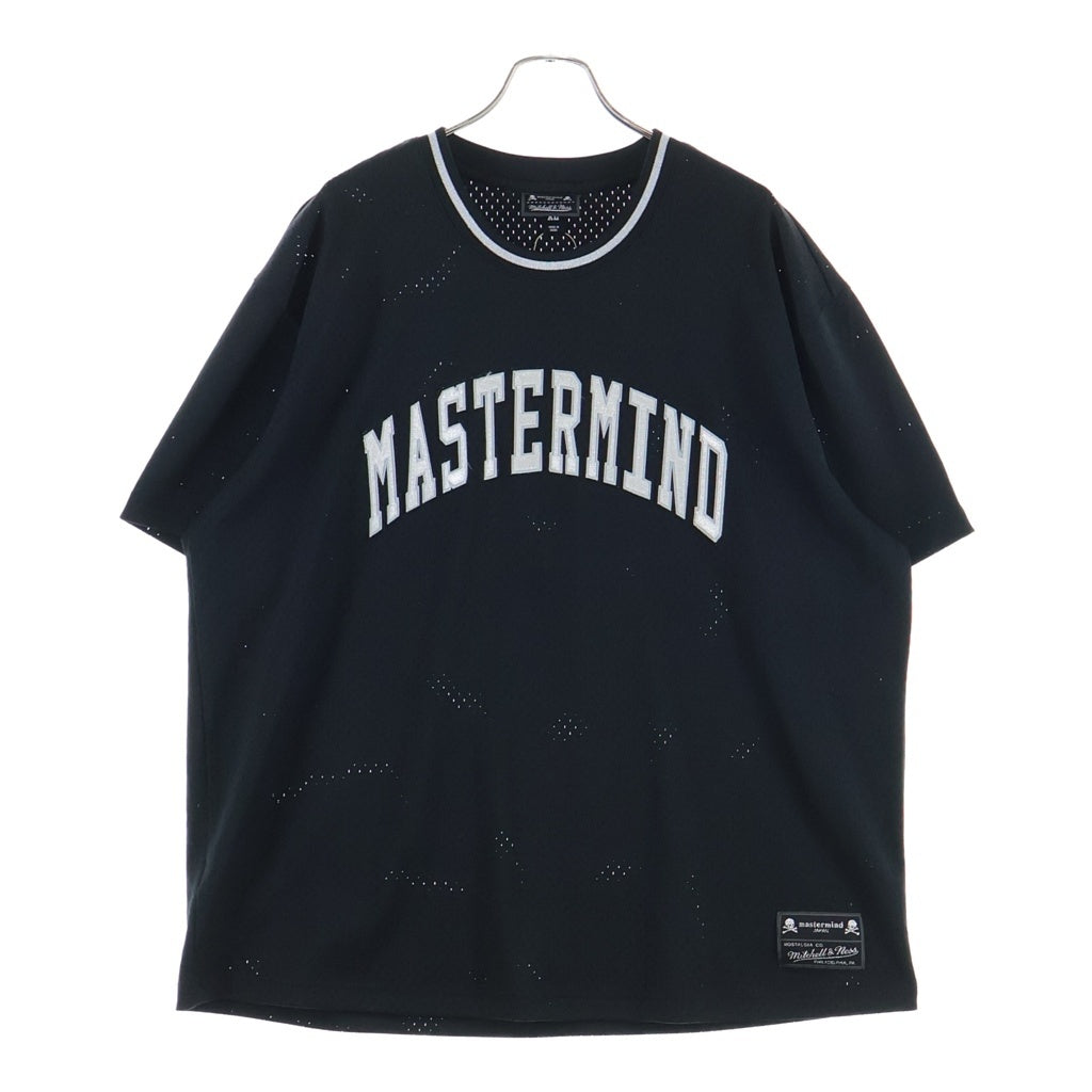 mastermind JAPAN(マスターマインドジャパン) ロゴデザイン メッシュ地 ラウンドネック 半袖Tシャツ ブラック