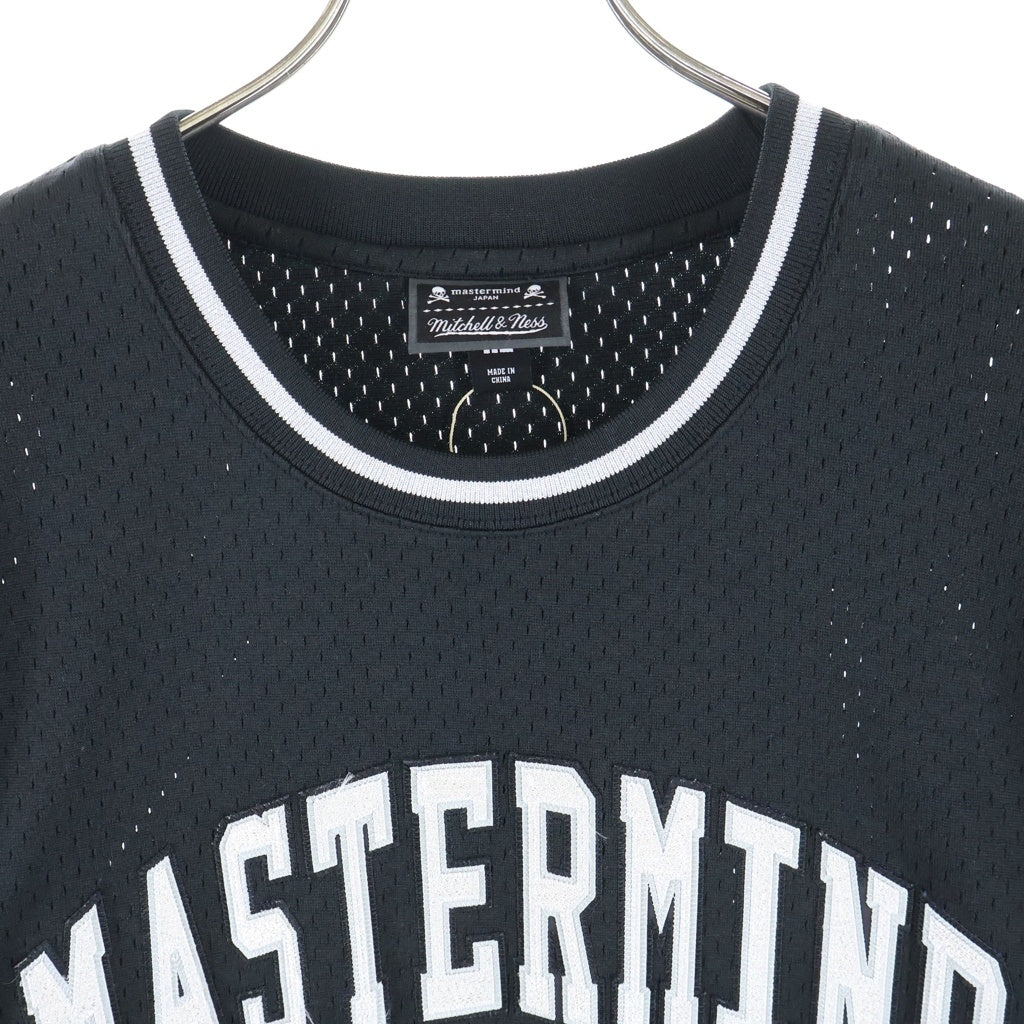 mastermind JAPAN(マスターマインドジャパン) ロゴデザイン メッシュ地 ラウンドネック 半袖Tシャツ ブラック