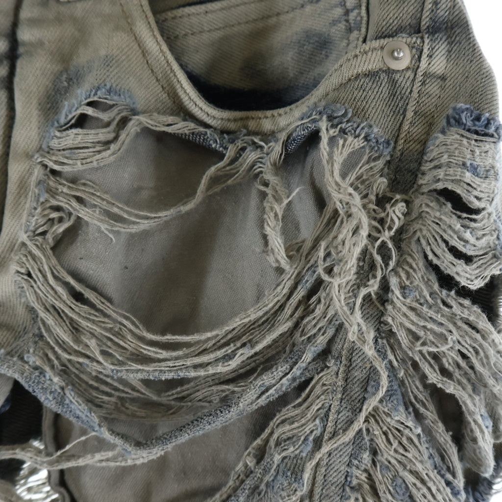 Rick Owens DRKSHDW(リックオウエンス ダークシャドウ) BIAS BOOTCUT バイアス ブーツカットダメージ加工 デニムパンツ インディゴ DU02C5352-DMPSH