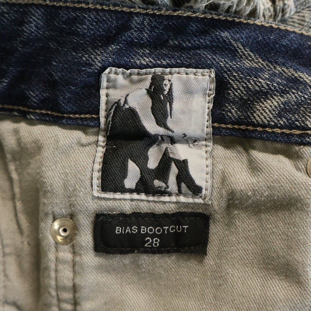 Rick Owens DRKSHDW(リックオウエンス ダークシャドウ) BIAS BOOTCUT バイアス ブーツカットダメージ加工 デニムパンツ インディゴ DU02C5352-DMPSH