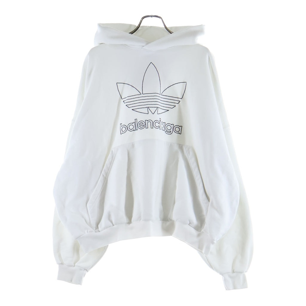BALENCIAGA(バレンシアガ) ×adidas アディダス ロゴ刺繍 プルオーバーパーカー フーディー ホワイト 712396