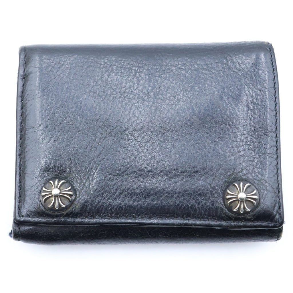 CHROME HEARTS(クロムハーツ) 3FOLD 3フォールド クロスボールボタン レザーウォレット 財布 ブラック