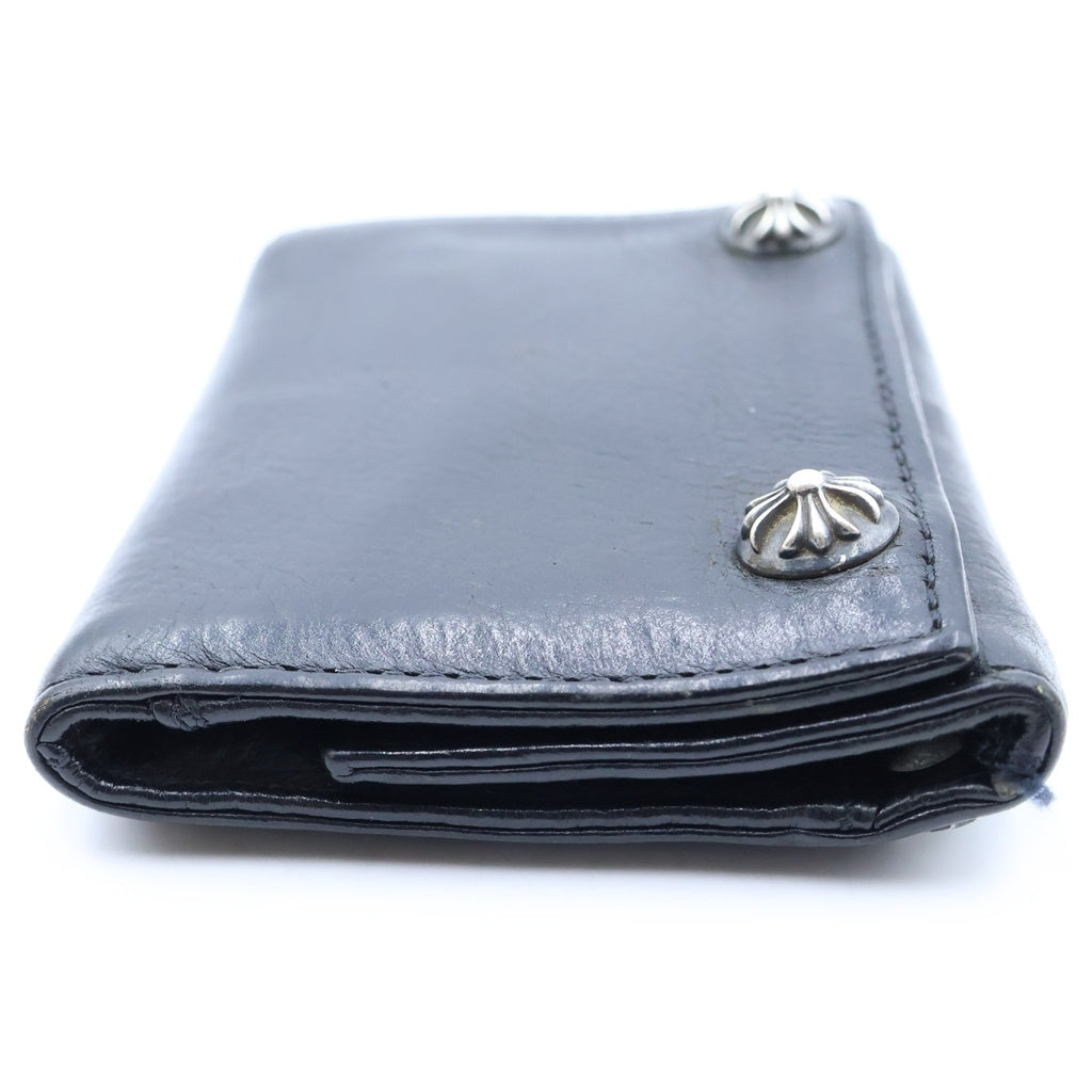 CHROME HEARTS(クロムハーツ) 3FOLD 3フォールド クロスボールボタン レザーウォレット 財布 ブラック