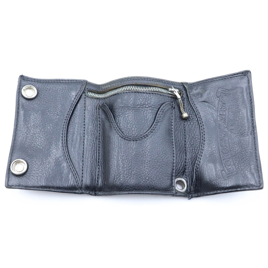 CHROME HEARTS(クロムハーツ) 3FOLD 3フォールド クロスボールボタン レザーウォレット 財布 ブラック