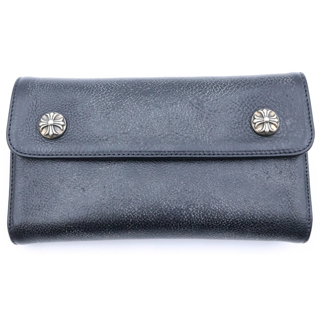 CHROME HEARTS(クロムハーツ) WAVE ウェーブ レザーウォレット 財布 ブラックBCA375