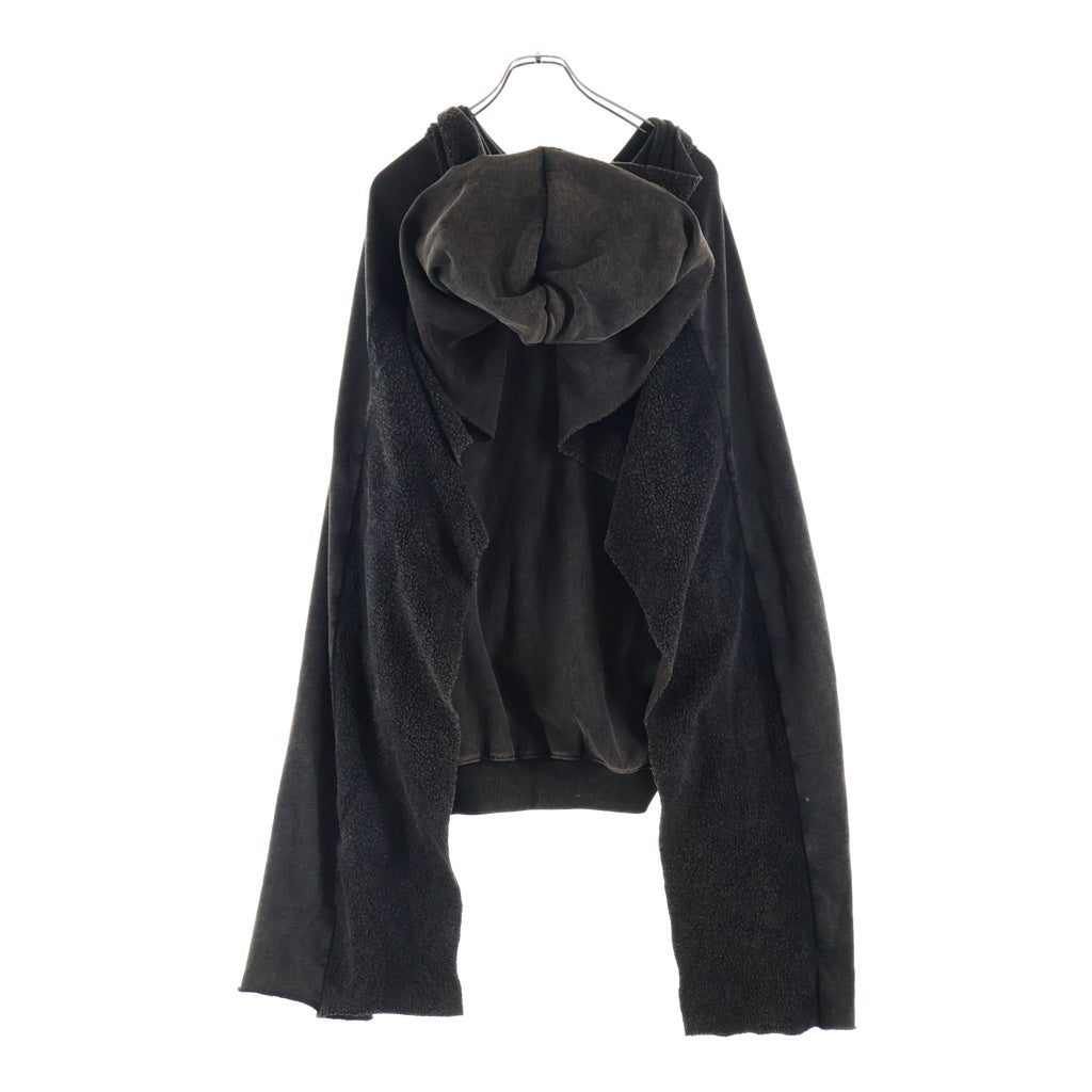SANKUANZ(サンクアンズ) SPLICED WASHED HOODIE ウォッシュド ジップアップフーディー パーカー ブラウン S24AWUTH0102