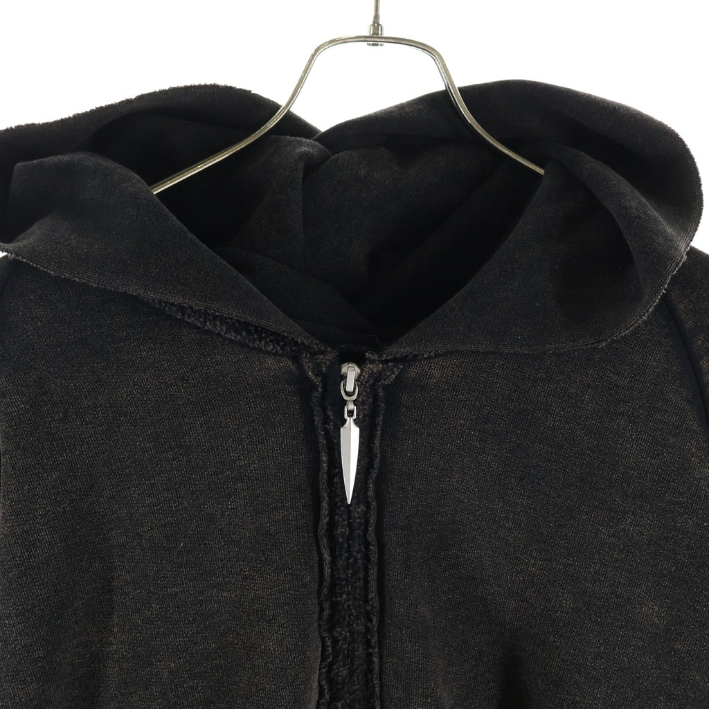 SANKUANZ(サンクアンズ) SPLICED WASHED HOODIE ウォッシュド ジップアップフーディー パーカー ブラウン S24AWUTH0102