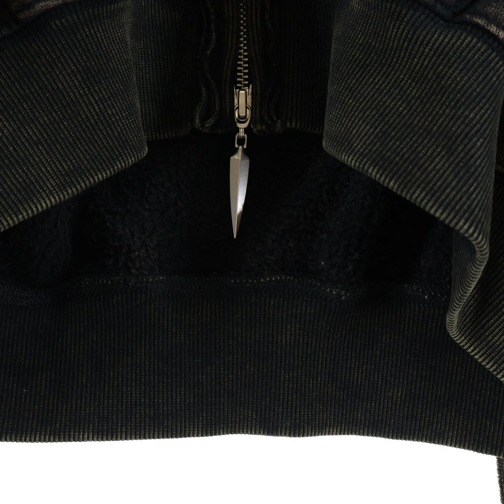 SANKUANZ(サンクアンズ) SPLICED WASHED HOODIE ウォッシュド ジップアップフーディー パーカー ブラウン S24AWUTH0102