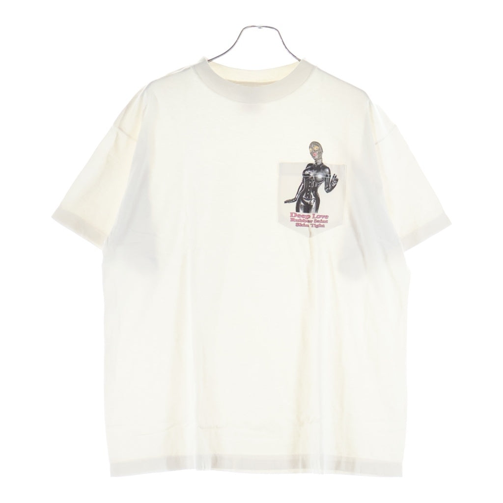 SAINT MICHAEL(セントマイケル) 26AW SS T-SHIRT POCKET ロゴデザイン 胸ポケット クルーネック カットソー 半袖Tシャツ ホワイト SM-MK1-0000-013