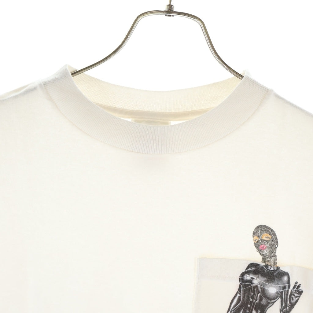 SAINT MICHAEL(セントマイケル) 26AW SS T-SHIRT POCKET ロゴデザイン 胸ポケット クルーネック カットソー 半袖Tシャツ ホワイト SM-MK1-0000-013