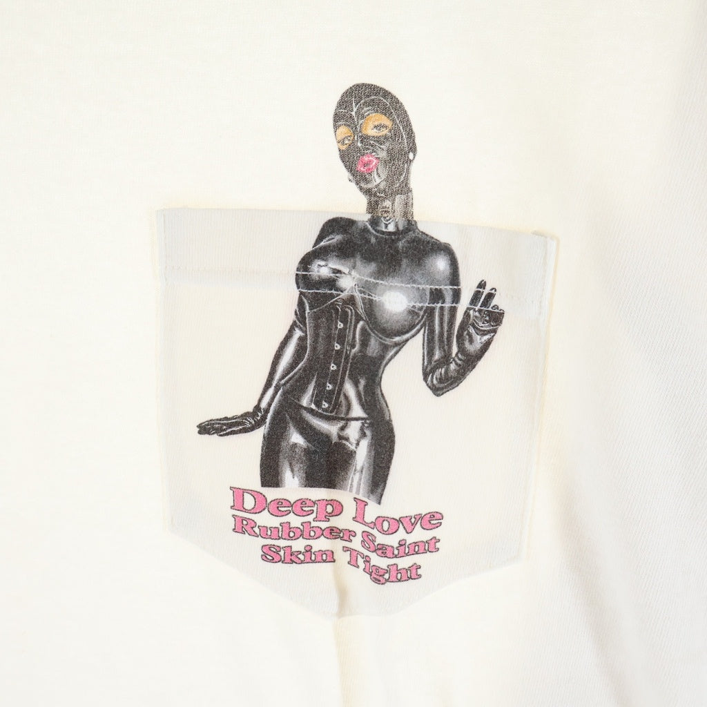 SAINT MICHAEL(セントマイケル) 26AW SS T-SHIRT POCKET ロゴデザイン 胸ポケット クルーネック カットソー 半袖Tシャツ ホワイト SM-MK1-0000-013