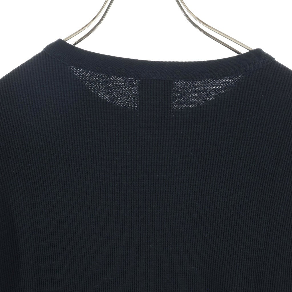 SAINT MICHAEL(セントマイケル) 26AW LS THARMAL TEE ロゴデザイン クルーネック カットソー サーマル 長袖Tシャツ ブラック SM-MK1-0000-021