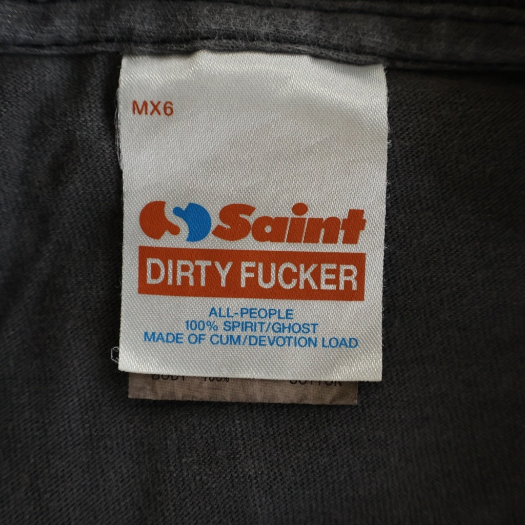 SAINT MICHAEL(セントマイケル) 25SS LIP BTM SS TEE リップ ロゴデザイン クルーネック カットソー 半袖Tシャツ ブラック SM-HR8-0000-C55