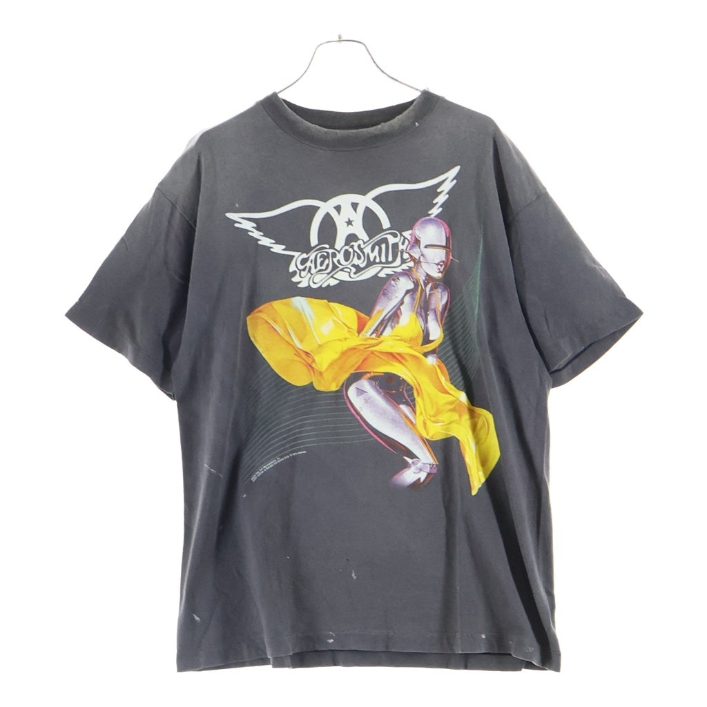 SAINT MICHAEL(セントマイケル) 26SS AEROSMITH AS SS T-SHIRT エアロスミス ロゴデザイン クルーネック カットソー 半袖Tシャツ ブラック SM-MK8-0000-C25