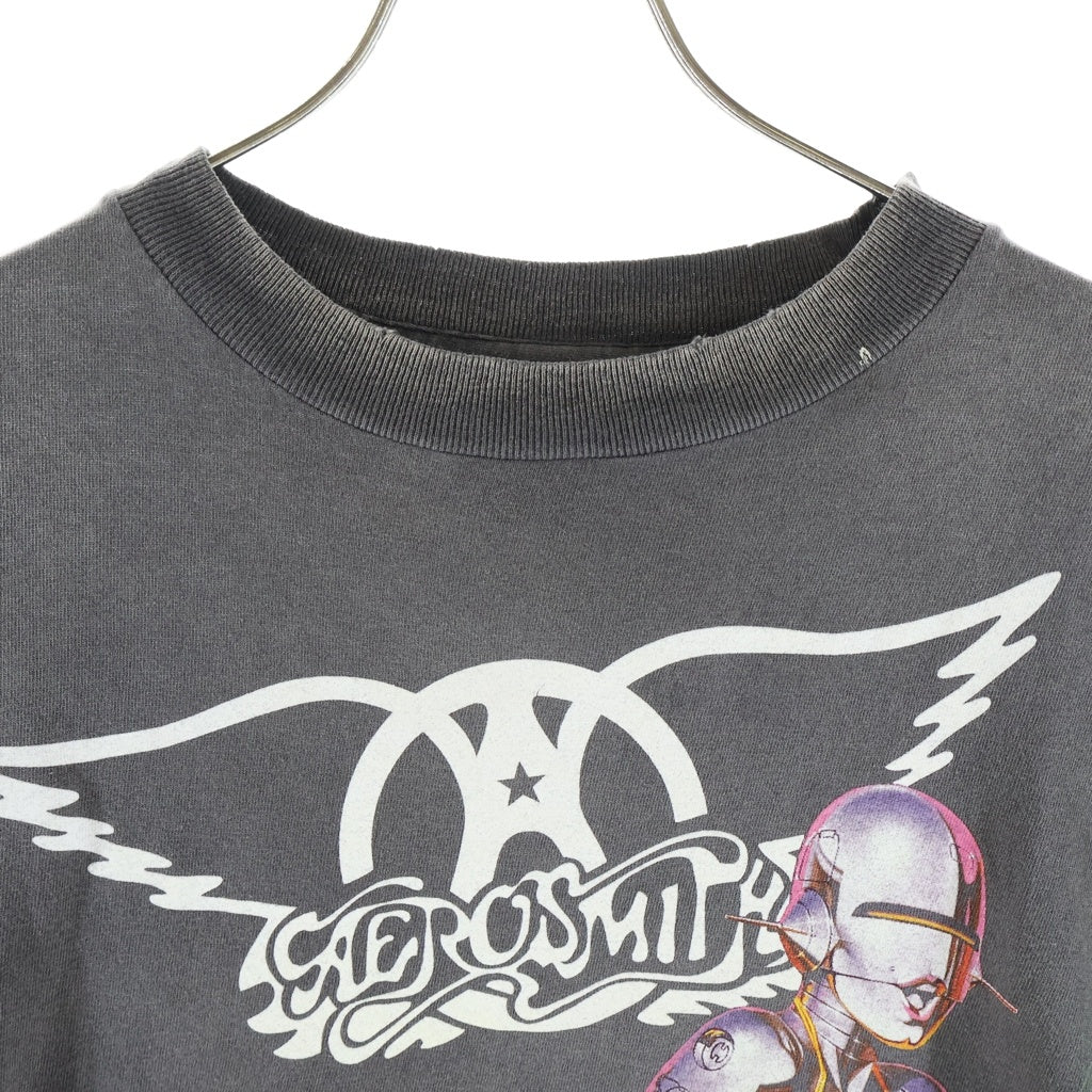SAINT MICHAEL(セントマイケル) 26SS AEROSMITH AS SS T-SHIRT エアロスミス ロゴデザイン クルーネック カットソー 半袖Tシャツ ブラック SM-MK8-0000-C25