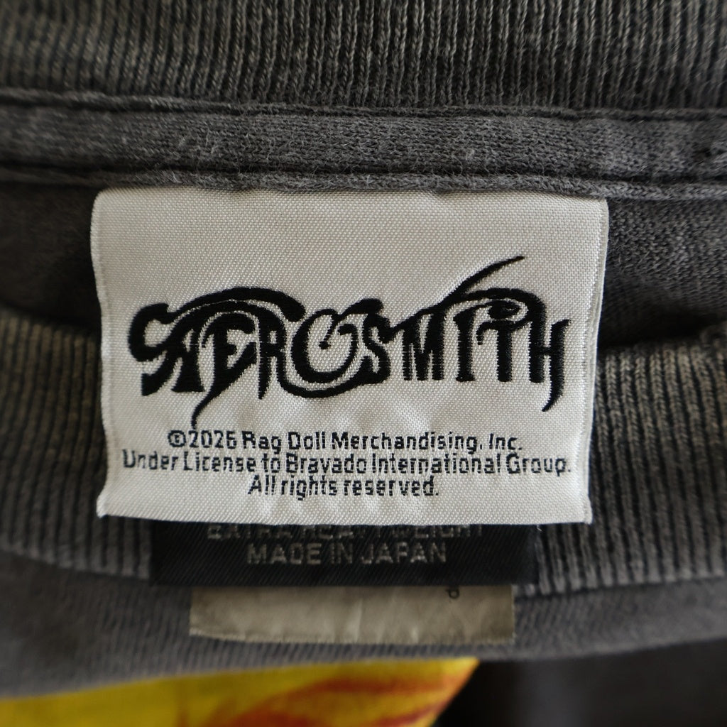 SAINT MICHAEL(セントマイケル) 26SS AEROSMITH AS SS T-SHIRT エアロスミス ロゴデザイン クルーネック カットソー 半袖Tシャツ ブラック SM-MK8-0000-C25