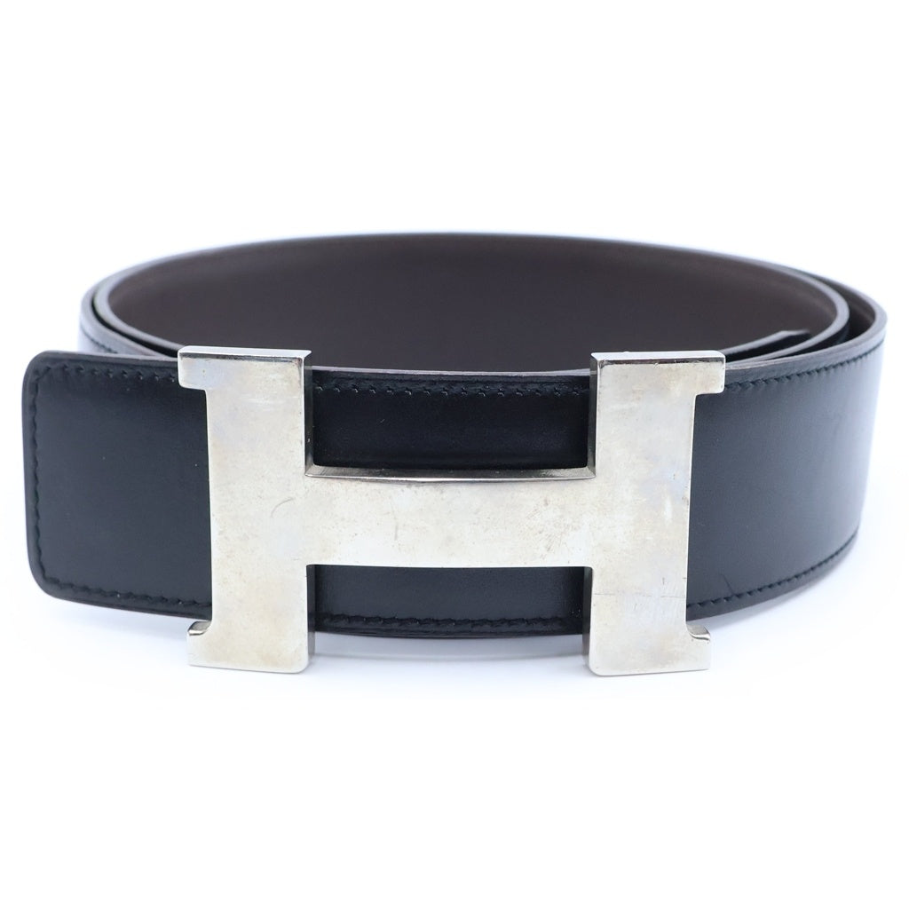 HERMES(エルメス) コンスタンス レザーベルト シルバー金具 M刻印 ブラック