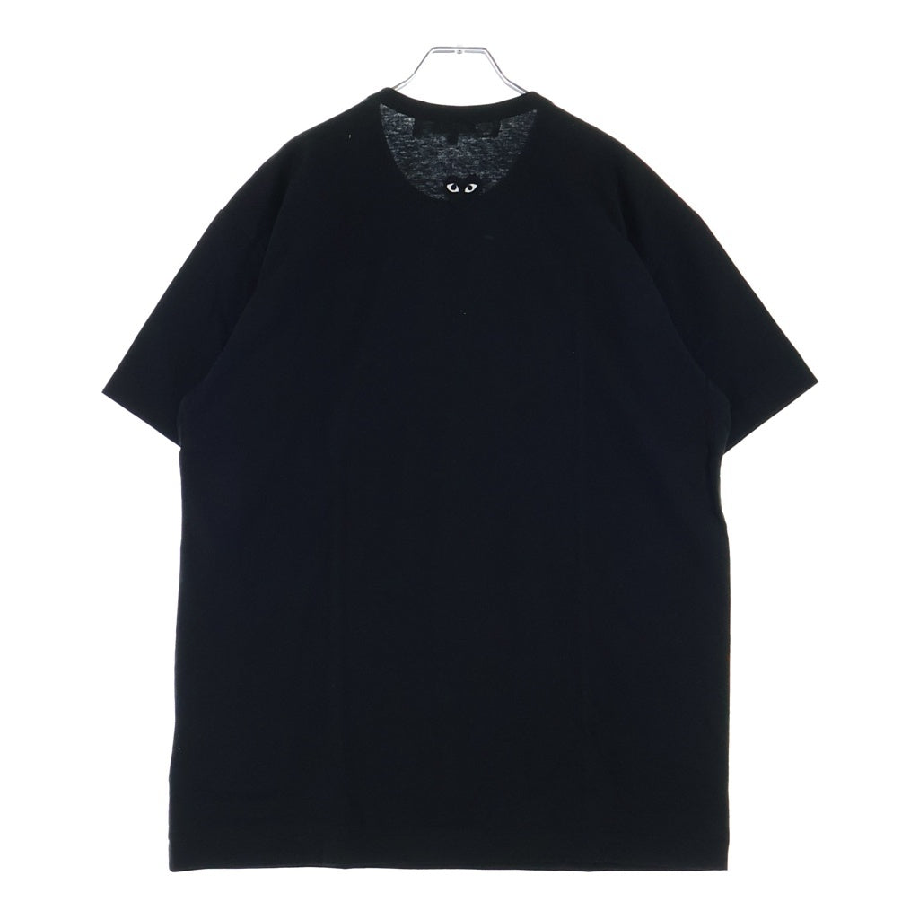 PLAY COMME des GARCONS(プレイコムデギャルソン) BIACK EMBLEM ON THE BACK ハートロゴ刺繍 クルーネック カットソー 半袖Tシャツ ブラック AX-T341