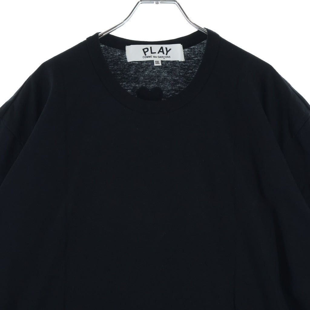 PLAY COMME des GARCONS(プレイコムデギャルソン) BIACK EMBLEM ON THE BACK ハートロゴ刺繍 クルーネック カットソー 半袖Tシャツ ブラック AX-T341