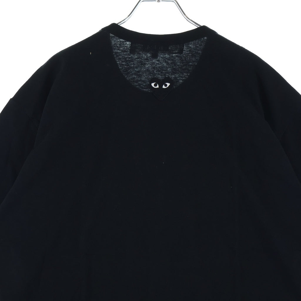 PLAY COMME des GARCONS(プレイコムデギャルソン) BIACK EMBLEM ON THE BACK ハートロゴ刺繍 クルーネック カットソー 半袖Tシャツ ブラック AX-T341