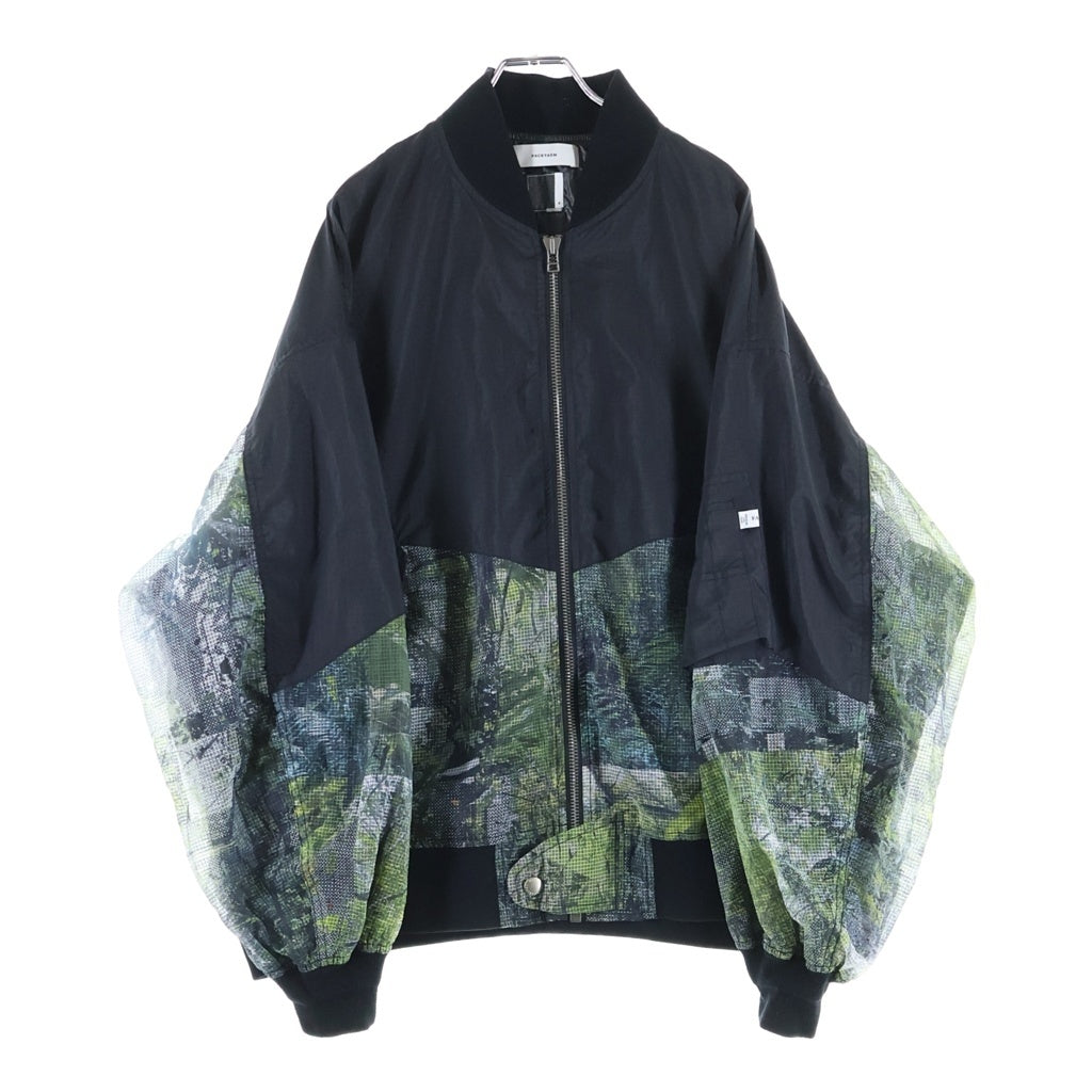 FACETASM(ファセッタズム) 23SS FOREST PACTHED MA-1 フライトジャケット ブラック/グリーン ABH-JK-M13