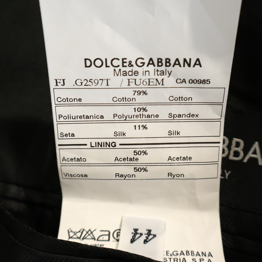 DOLCE & GABBANA(ドルチェアンドガッバーナ) ラインコーティング加工 1Bシングルテーラードジャケット ブラック G2597T/FU6EM