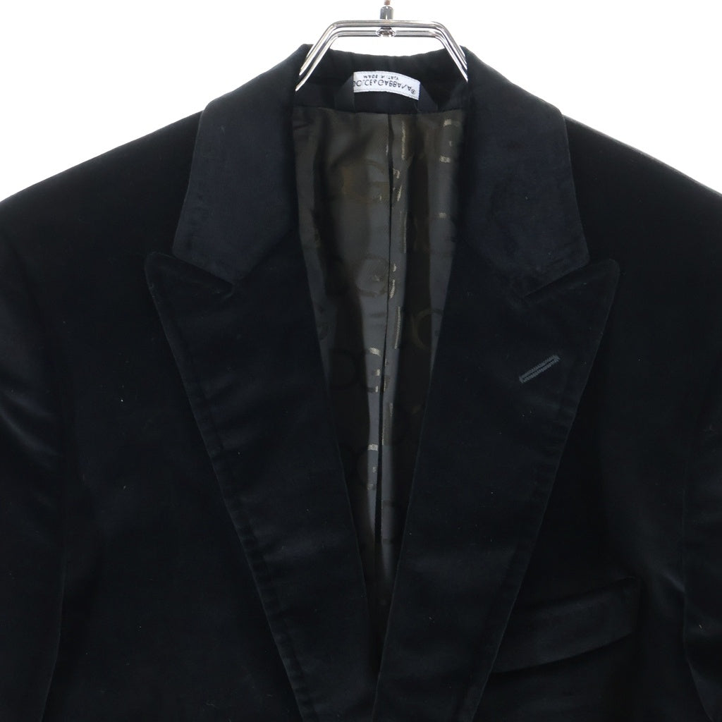 DOLCE & GABBANA(ドルチェアンドガッバーナ) ベロア 1Bシングルテーラードジャケット ブラック G2425T