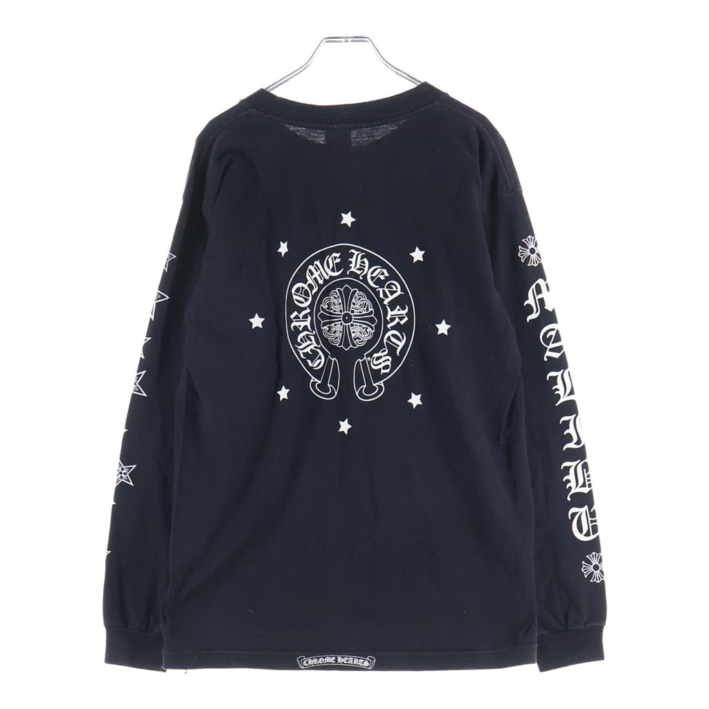 CHROME HEARTS(クロムハーツ) OLD STAR L/S オールド マリブ限定 バックホースシュースタープリント 長袖Tシャツ ロンT ブラック
