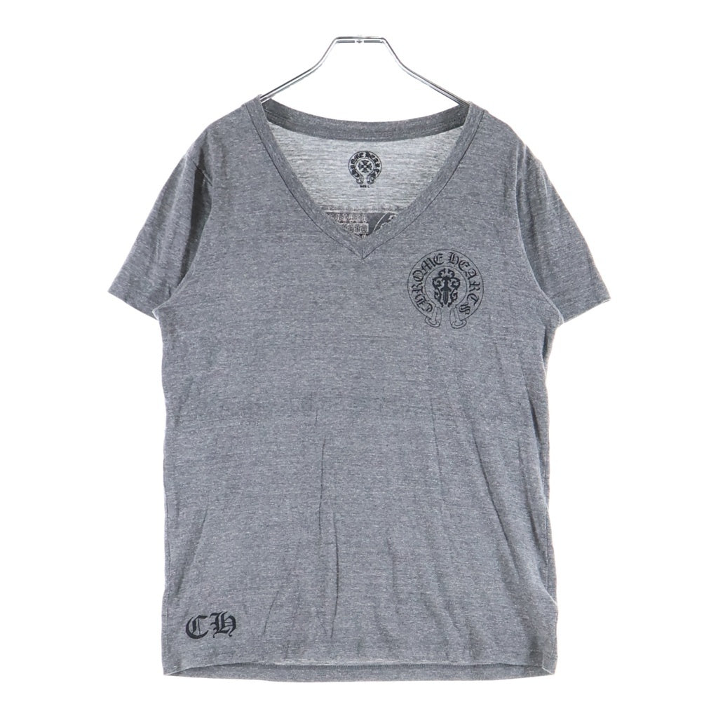 CHROME HEARTS(クロムハーツ) アメリカンフラッグバックプリント Vネック半袖Tシャツ カットソー グレー