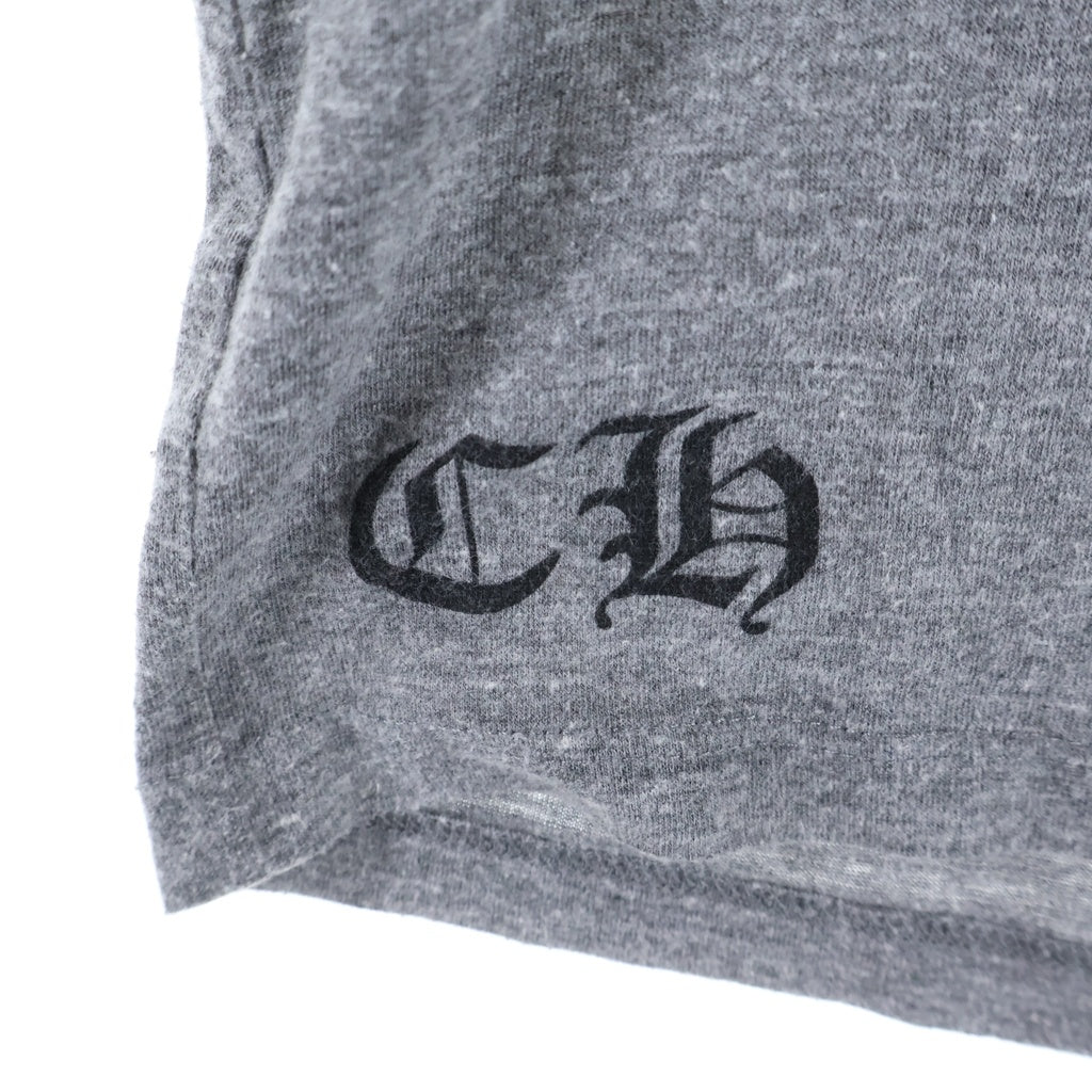 CHROME HEARTS(クロムハーツ) アメリカンフラッグバックプリント Vネック半袖Tシャツ カットソー グレー