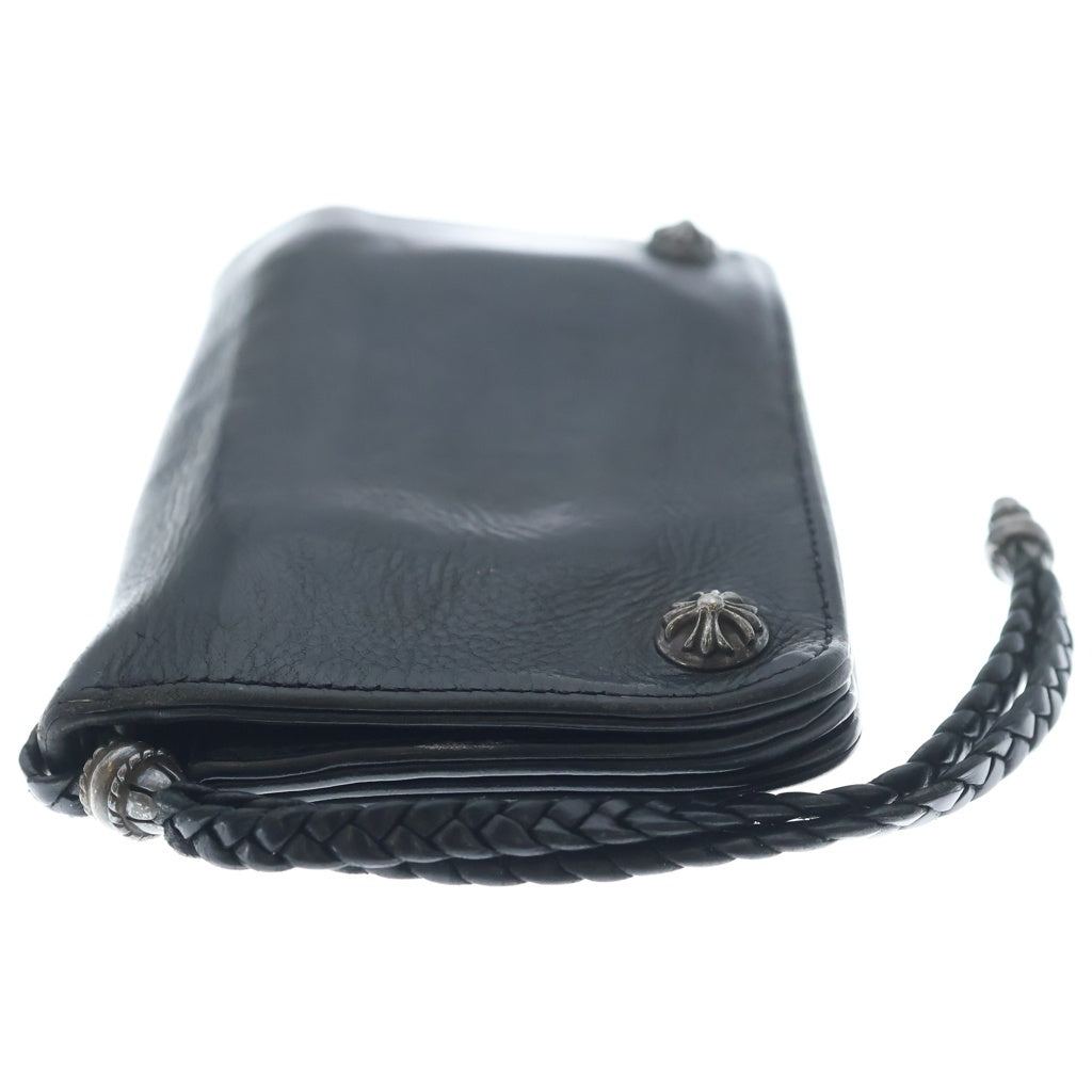 CHROME HEARTS(クロムハーツ) 2ZIP STRAP 2ジップストラップ クロスボールボタンレザーウォレット 財布 ブラック