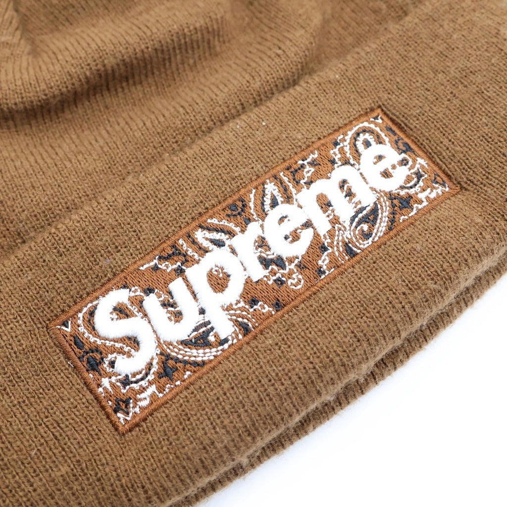 SUPREME(シュプリーム) 19AW Box Logo Beanie ボックスロゴデザイン ビーニー ニット帽 ブラウン