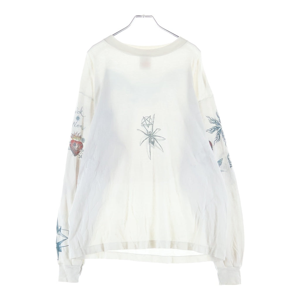 SAINT MICHAEL(セントマイケル) 25AW ×Dr. Woo TATTOO L/S TEE ×ドクターウー 長袖Tシャツ カットソー ホワイト SM-HR8-0000-029