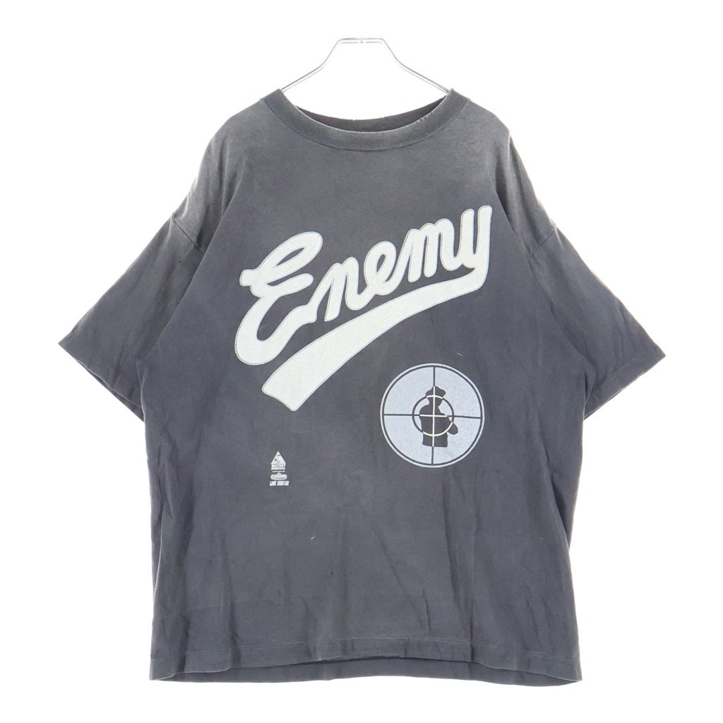 SAINT MICHAEL(セントマイケル) ×Public Enemy パブリックエネミー グラフィックプリント半袖Tシャツ カットソー ブラック SM-YS1-0000-C18