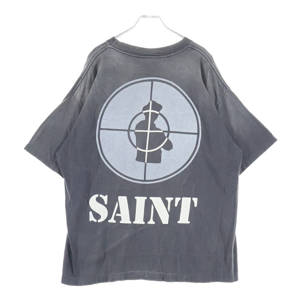 SAINT MICHAEL(セントマイケル) ×Public Enemy パブリックエネミー グラフィックプリント半袖Tシャツ カットソー ブラック SM-YS1-0000-C18