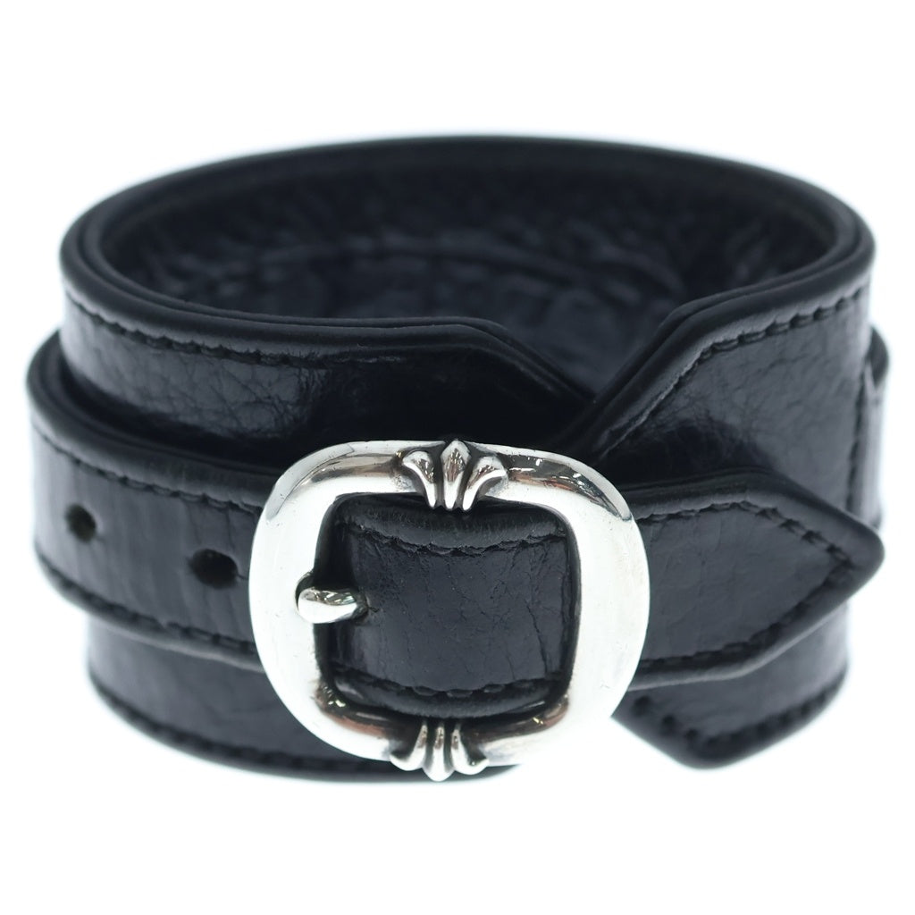 CHROME HEARTS(クロムハーツ) R&R TINY BUCKLE ガンスリンガー タイニーバックル レザーブレスレット チョーカー ブラック/シルバー
