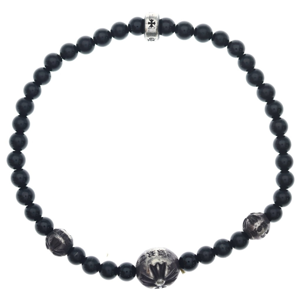 CHROME HEARTS(クロムハーツ) ビーズブレス BEAD 4mm ビーズブレスレット ブルービーズブレスレット ブラック/シルバー