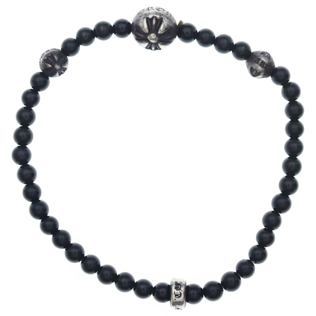 CHROME HEARTS(クロムハーツ) ビーズブレス BEAD 4mm ビーズブレスレット ブルービーズブレスレット ブラック/シルバー