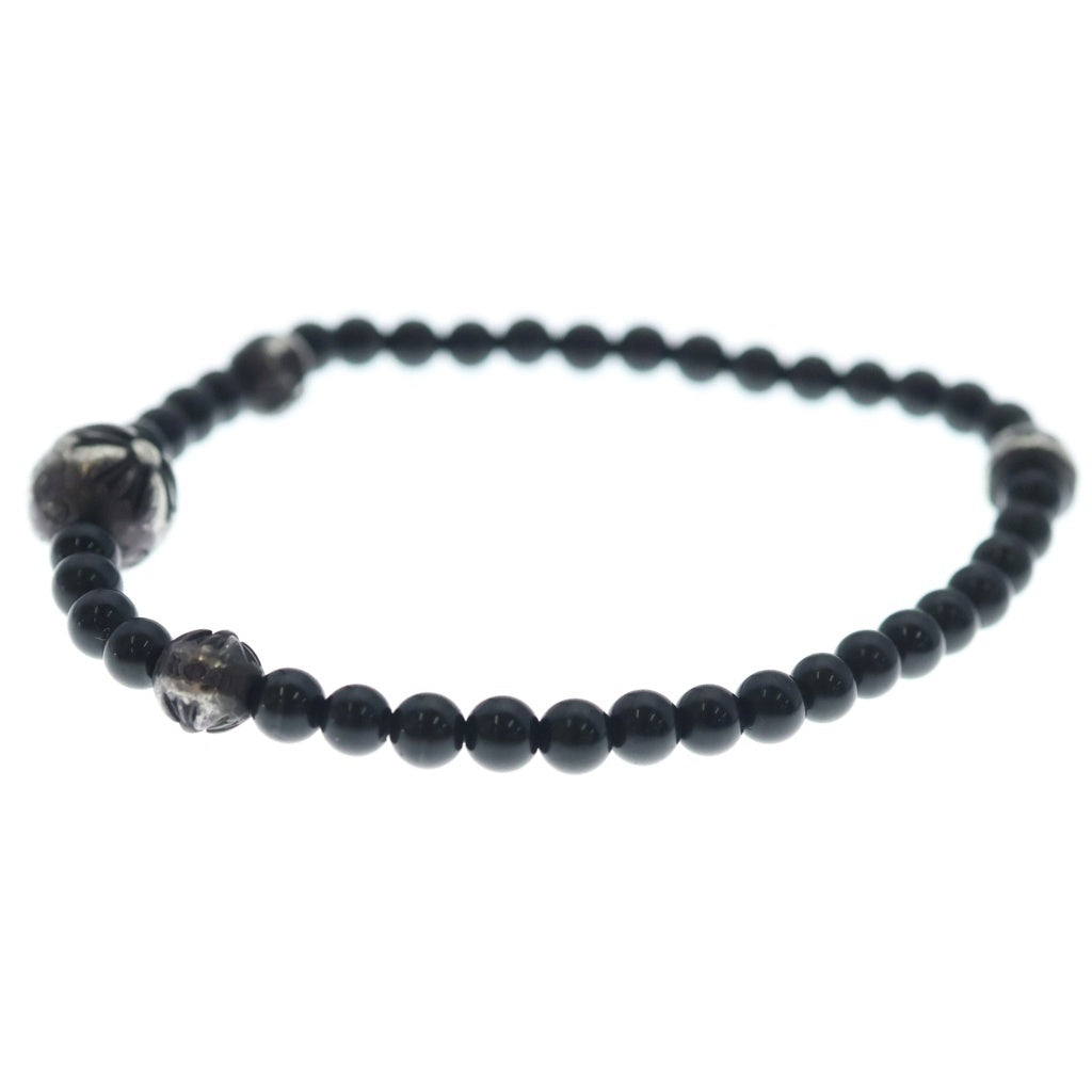 CHROME HEARTS(クロムハーツ) ビーズブレス BEAD 4mm ビーズブレスレット ブルービーズブレスレット ブラック/シルバー